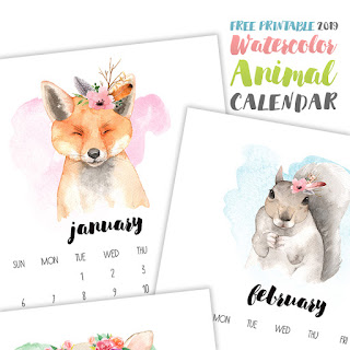 free printable 2019 animal calendar