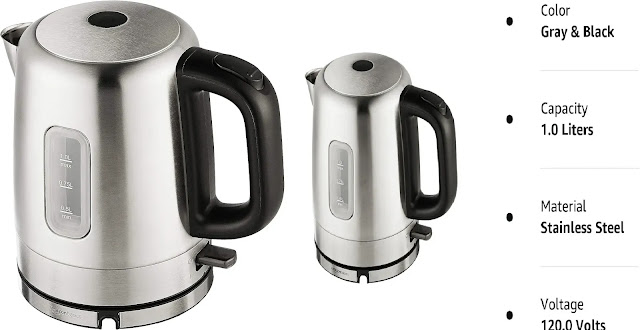 9. AmazonBasics Stainless Steel Electric Kettle