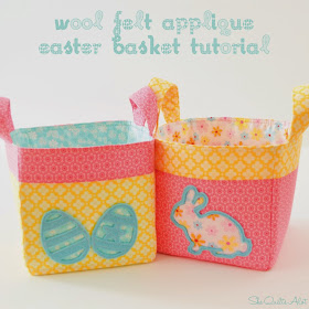 Fabric basket with handles sewing