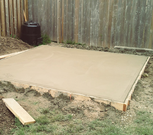 Dig the Bed // Depending on how deep you would like your concrete pad 