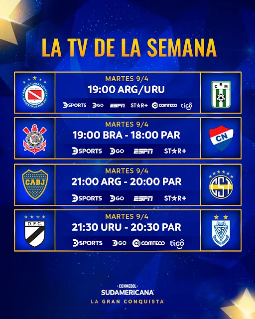 Fixture y Television de la Primera Fecha de la Copa Sudamericana 2024