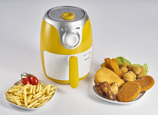 Ariete Airy Fryer Mini White Yellow Silver ART 4615, Compact Air Fryer, 1000W, With Rapid Air Circulation