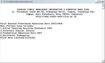 Program Penerimaan Mahasiswa Baru Bahasa Pemrograman C dan C++