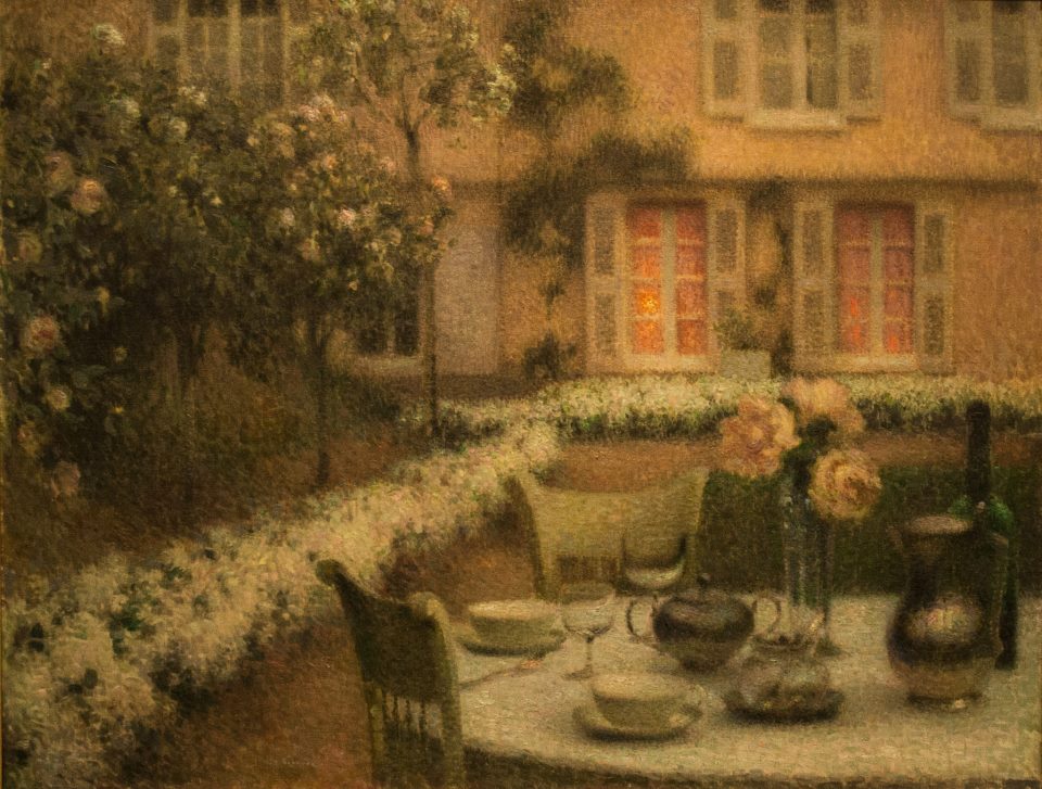 Henri Le Sidaner: La table dans le jardin blanc, Gerberoy, 1900