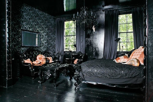 Ideas for Bedrooms: Black Gothic Opulent Bedroom