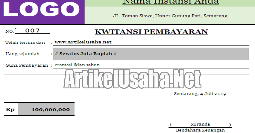 Download Contoh Kwitansi  Tanda Terima Bagikan Contoh