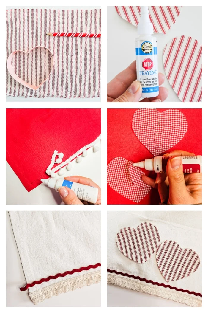 steps to make fabric heart Valentines towel