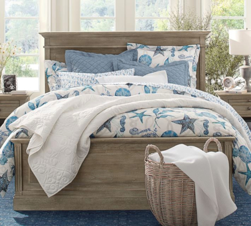 Driftwood Bed with Blue Coastal Bedding