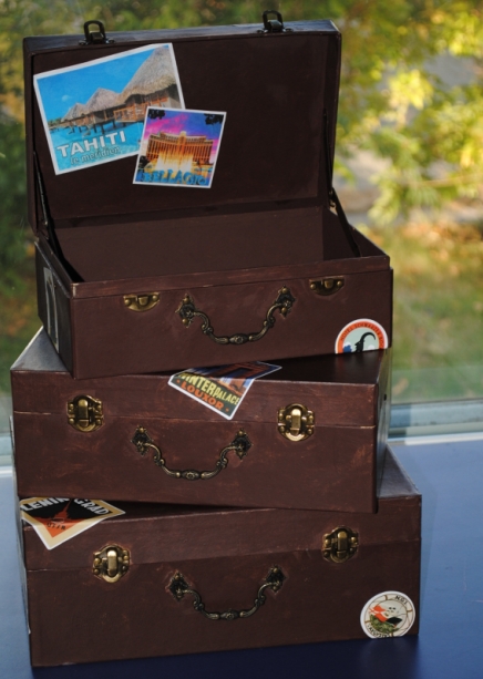 Suitcase Card Holder Stacking vintage suitcases on top of each other