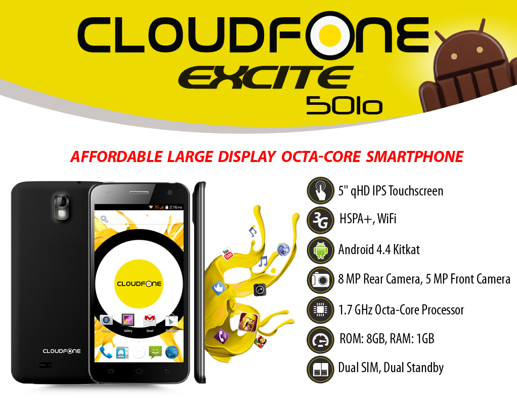 CloudFone Excite 501o Specs