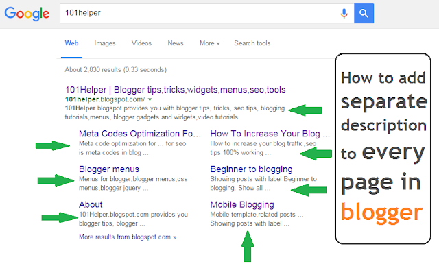 how to add separate descripiton to each post in blogger