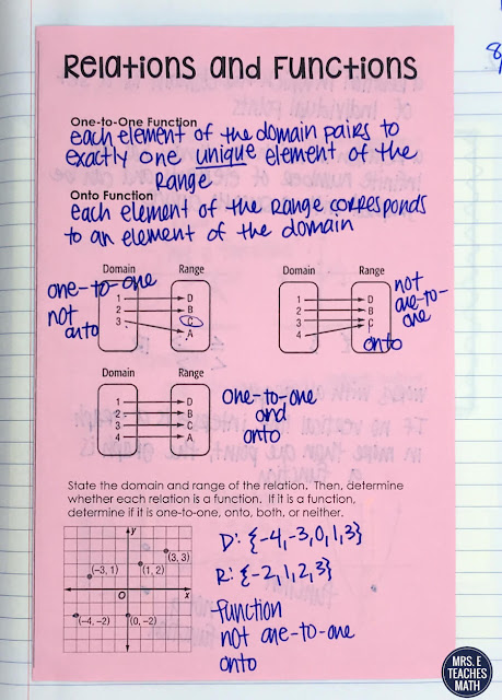 These interactive notebook pages for functions and relations were great for my algebra 2 students.  There were foldable notes and activities to keep them engaged and learning the whole time!  FREE DOWNLOAD