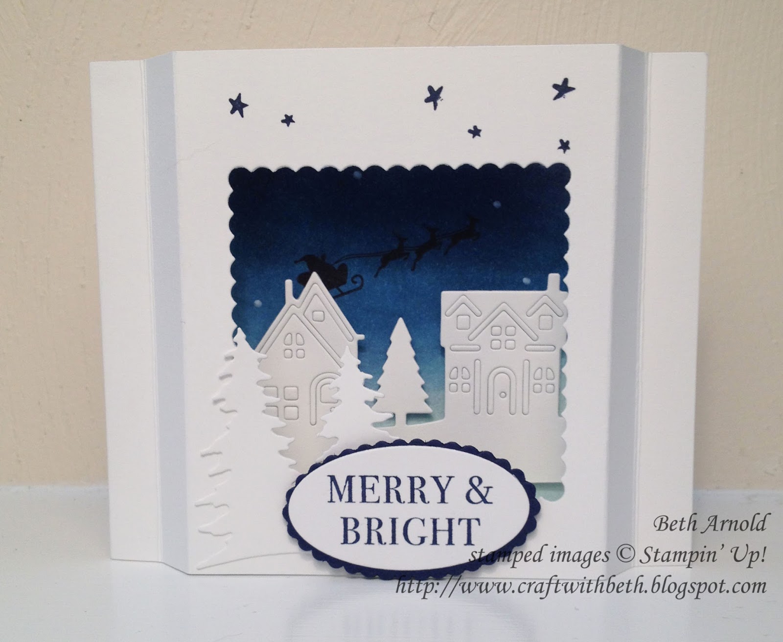 Craft with Beth Hearts e Home Stampin Up Shadow Box Fun Fold Christmas Card Carols