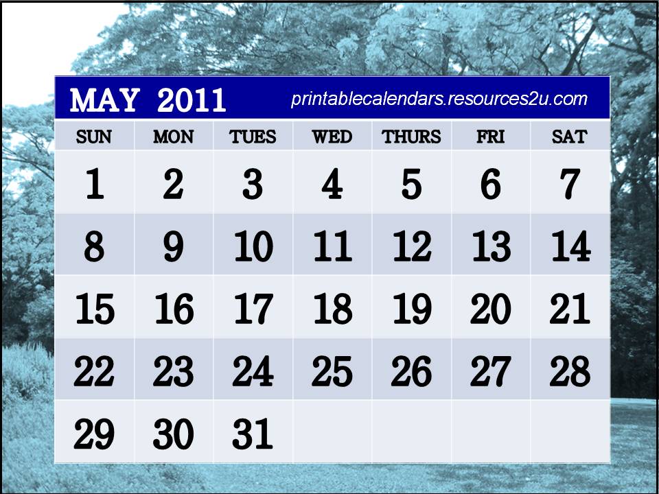 may 2011 calendar printable free. Free Big May 2011 Calendar to