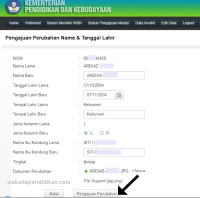 Pengajuan Perubahan Nama-Tanggal Lahir-Nama Ibu Kandung Siswa di Dapodik Verval PD