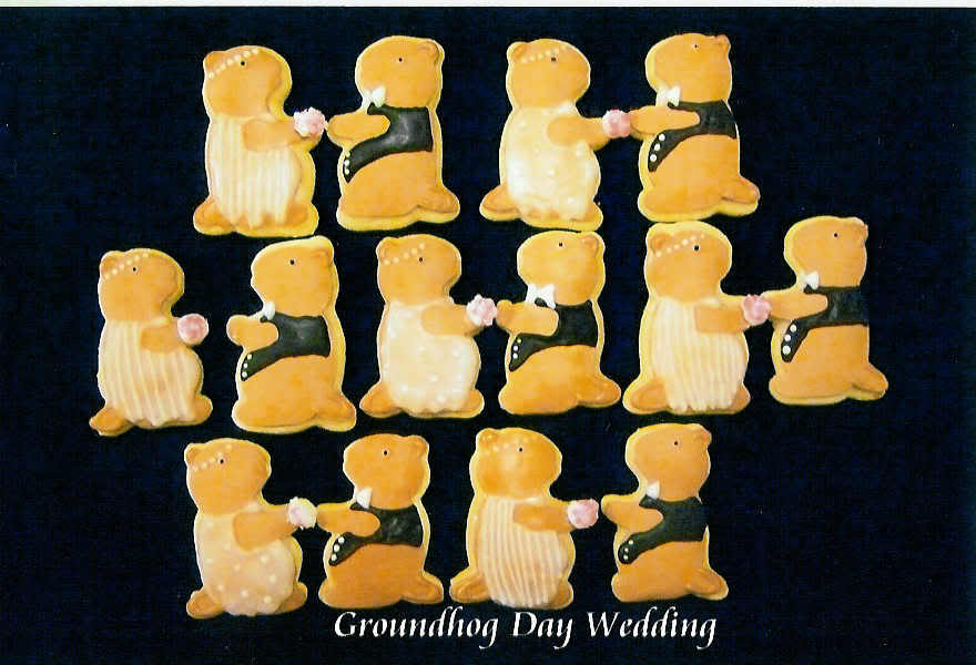  something sweet to finish with adorable Groundhog wedding cookies