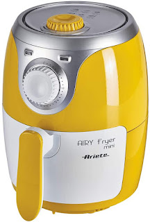 Ariete Airy Fryer Mini White Yellow Silver ART 4615, Compact Air Fryer, 1000W, With Rapid Air Circulation