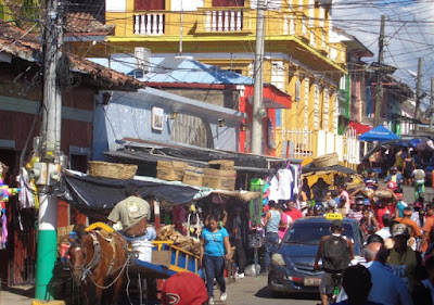 A busy street in Granada, Nicaragua Central America