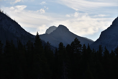 Morning camping Rocky Mountains Alberta Canada.