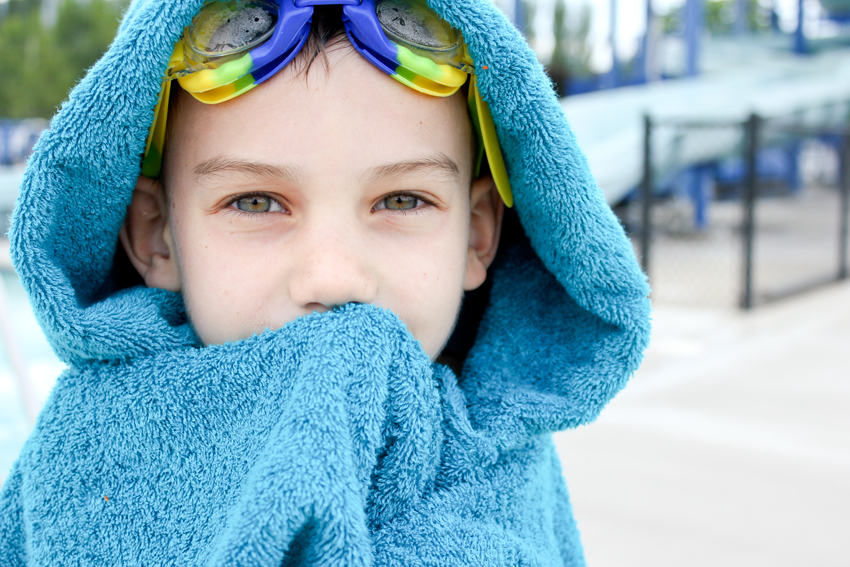 Blue Hooded Towel Poncho