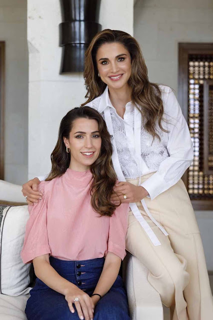 صور الملكة رانيا مع زوجة ابنها الحسين، رجوة السيف