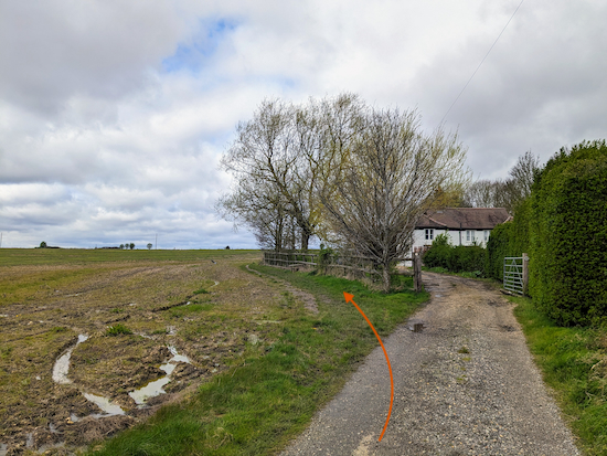 The route of Sandridge footpath 20 marked in orange