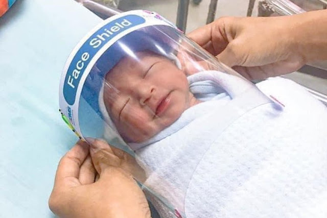 Bayi di Thailand Pakai Face Shield Agar Terhindar Dari Virus Corona