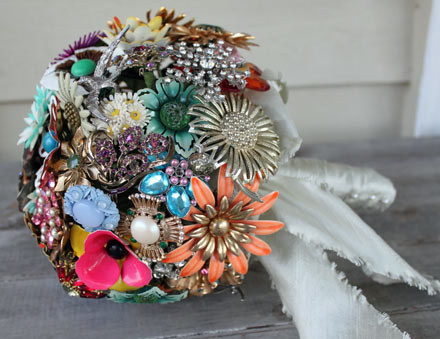 Here are a couple fun ideas for some vintage inspired bridal bouquets
