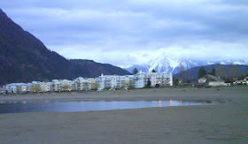 Harrison Hot Springs in the evening grayish light