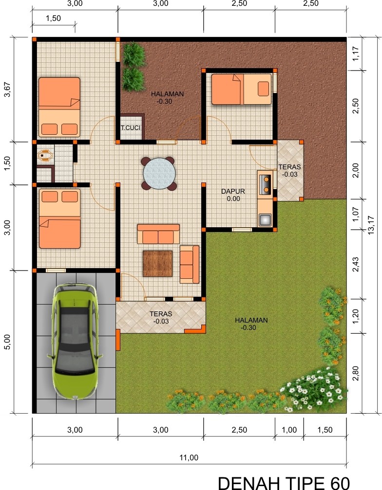 Denah Rumah Type 60 2 Lantai Desain Rumah Minimalis