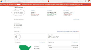 Adsense Non Approve ,Hosted Earning  Bisa Terus Berjalan     Dengan menggunakan cara ini adsense yang belum full approve akan bisa menghasilkan pundi pundi uang. Caranya sangat simple sekali, Kalau anda melhat video di atas anda akan di beri petunjuk bagaimana cara menemukan trik adsensenya, Lihat dan pahami isi video dari awal sampai akhir jangan sampai di tengah jalan anda berhenti melihatnya,  Sebelumnya banyak sekali yang nyari akun dissapprove,akun youtube hosted lawas yang sebenarnya akan di gunakan untuk menerapkan cara ini, karena akun akun tersebut merupakan akun yang kuat dan tahan akan banned, kurang lebih seperti itu dari sudut pandang saya,   Bagaimana Cara menambah earning pada adsense yang belum aprove/youtube ini  Cara menambah earning pada adsense yang belum aprove/youtube ini saya berikan gratis, walaupun anda harus berusaha mencarinya dengan petunjuk yang ada di video di atas, Anggap saja anda mencari sebuah harta karun, gak harus anda berlari kesana kemari,menggali tanah yang membutuhkan banyak waktu, untuk menemukan cara ini hanya membutuhkan beberapa menit saja, kalau beruntung dalam hitungan detik pun anda akan menemukanya.  Ini Contoh gambar akun adsense yang belum approve namun earning berjalan terus