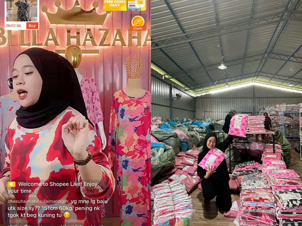 Fesyen Pakaian Tidur Bella Hazaha Tular di Shopee Live