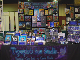 MegaCon set up, Carrie Hawks Tigerpixie Art Studio www.Tigerpixie.com