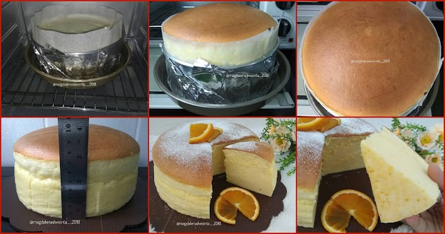 Resep Japanesse Cheese Cake. Tapi Rasanya Mantapp, Sayang Gak Punya Loyang Emmfortttt, Padahal Excited Lihat Cakenya Mumbul Hampir 11 cm, No edit, No Filter Penampakannya Sudah Syantikkk