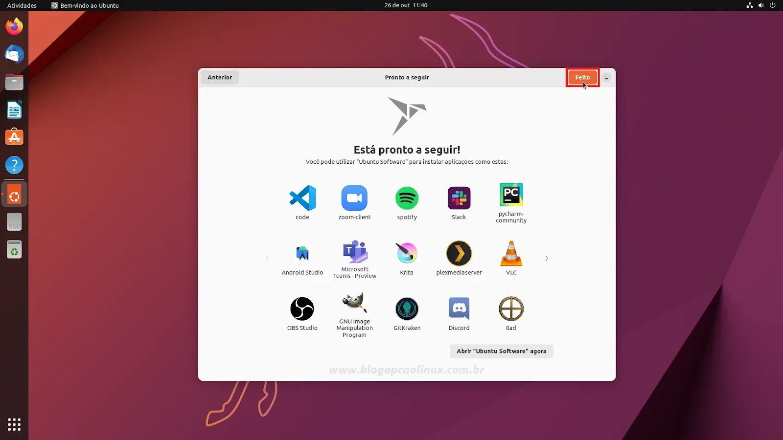 Prévia de alguns dos aplicativos disponíveis na Ubuntu Software