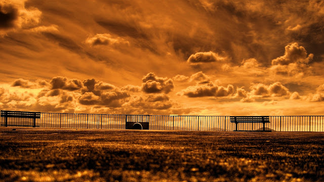 Coast Sunset Park Bench HD Wallpaper