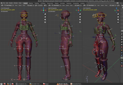 Character girl running cycle rigging 001