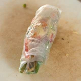 raw veggies in spring roll