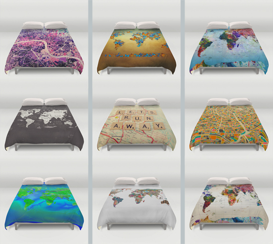  Map Theme Duvet Covers