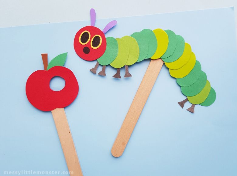 The very hungry caterpillar puppet craft for kids