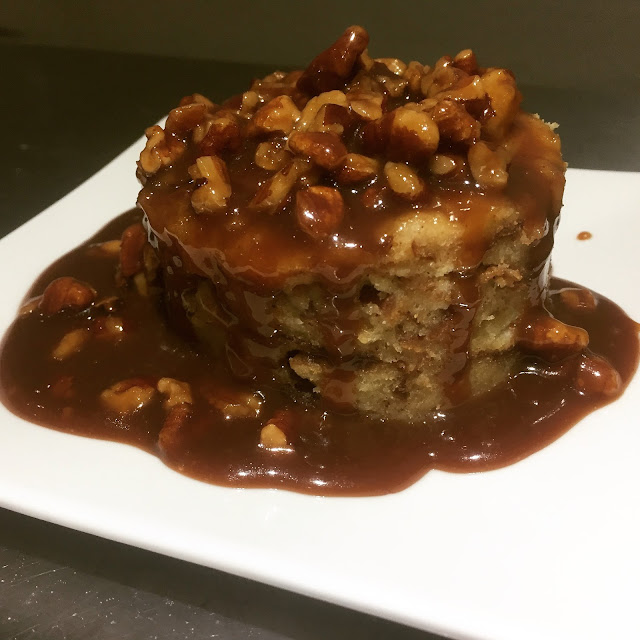 Rosch Bakehaus Pretzel Bread Pudding with Rougaroux 13 Pennies Pecan Praline Sauce