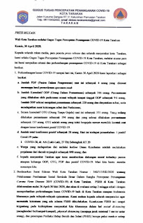 Press Release COVID-19 Tarakan 30 April 2020 - Tarakan Info