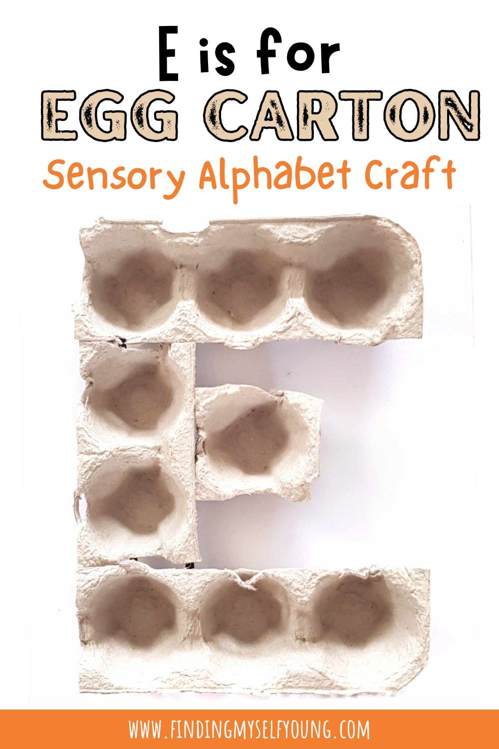 E is for egg carton sensory alphabet letter craft.