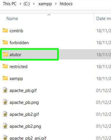 copying and pasting the atutor installation folder inside xampp htdocs