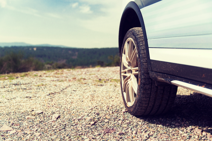 Car on gravel