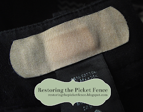 Put a fabric bandage over an itchy tag - Restoring the Picket Fence