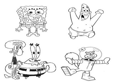 Mewarnai SpongeBob Dan Kawan Kawan Untuk Anak Paud Dan Tk Pelajar