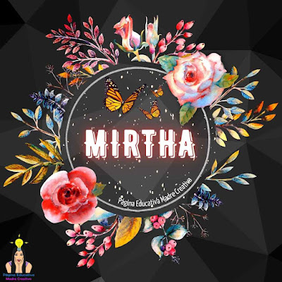 Solapín Nombre Mirtha en círculo de rosas gratis