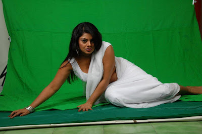 Hot And Spicy Tamil Actress Swathi Verma in  White Sleeveless Blouse Saree Photos