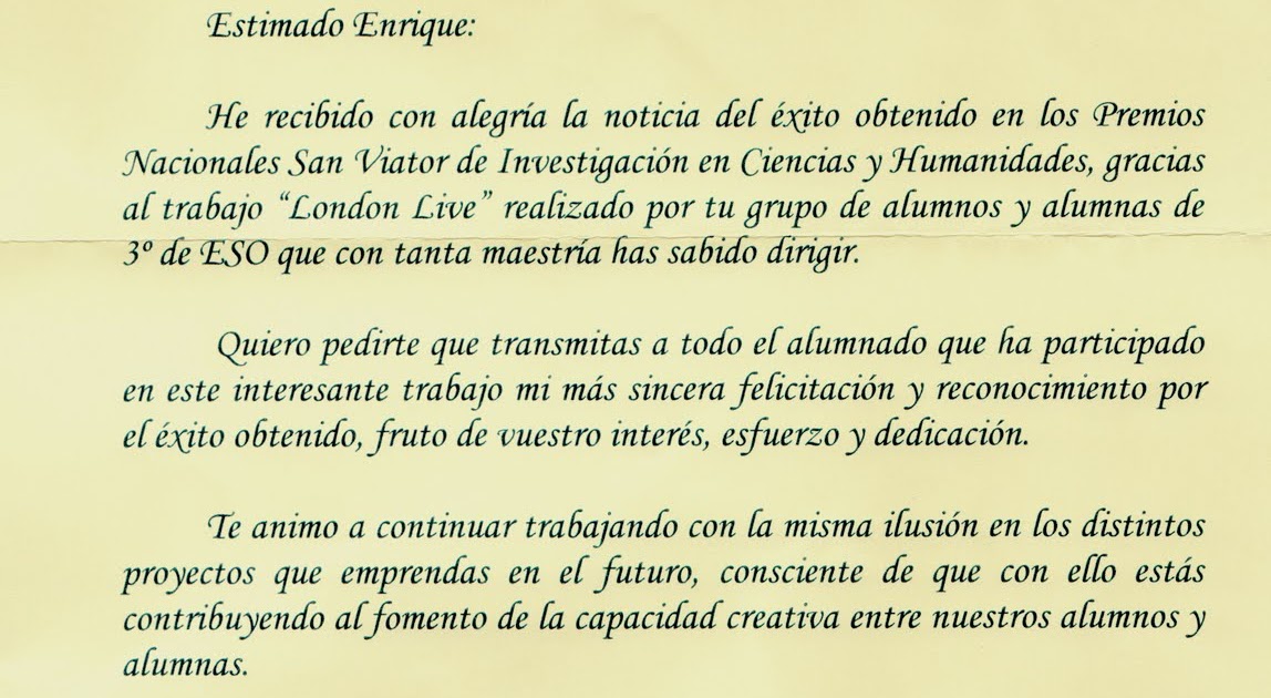 EL BLOG DE ENRIQUE C.G.: CARTAS DE FELICITACIÓN POR EL 